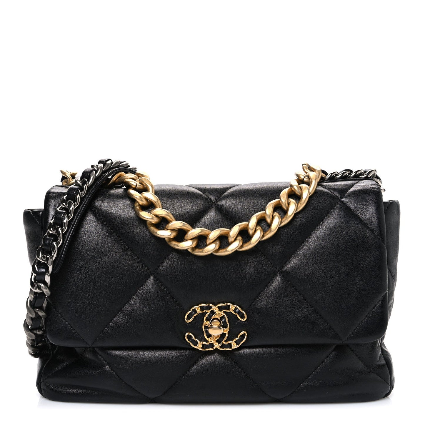Lambskin Quilted Large Chanel 19 Flap Black