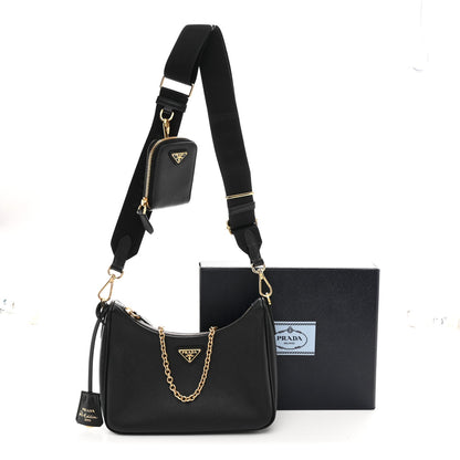 Saffiano Lux Re-Edition 2005 Shoulder Bag Black