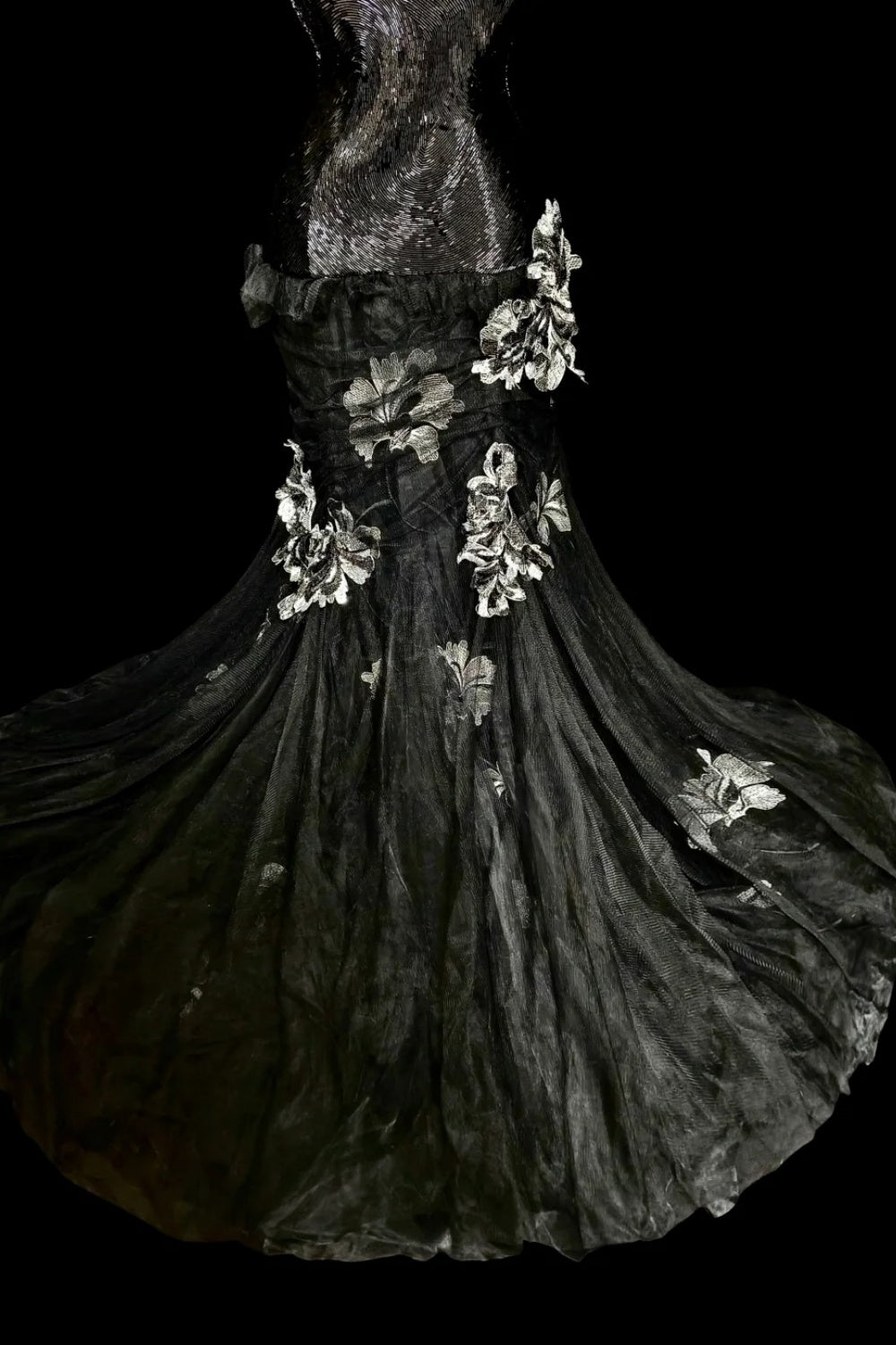 formaldressy-Evening dress Black mermaid-inspired floral gown, uniquely elegant dark mermaid long tulle ball gown/evening dress. gh6138