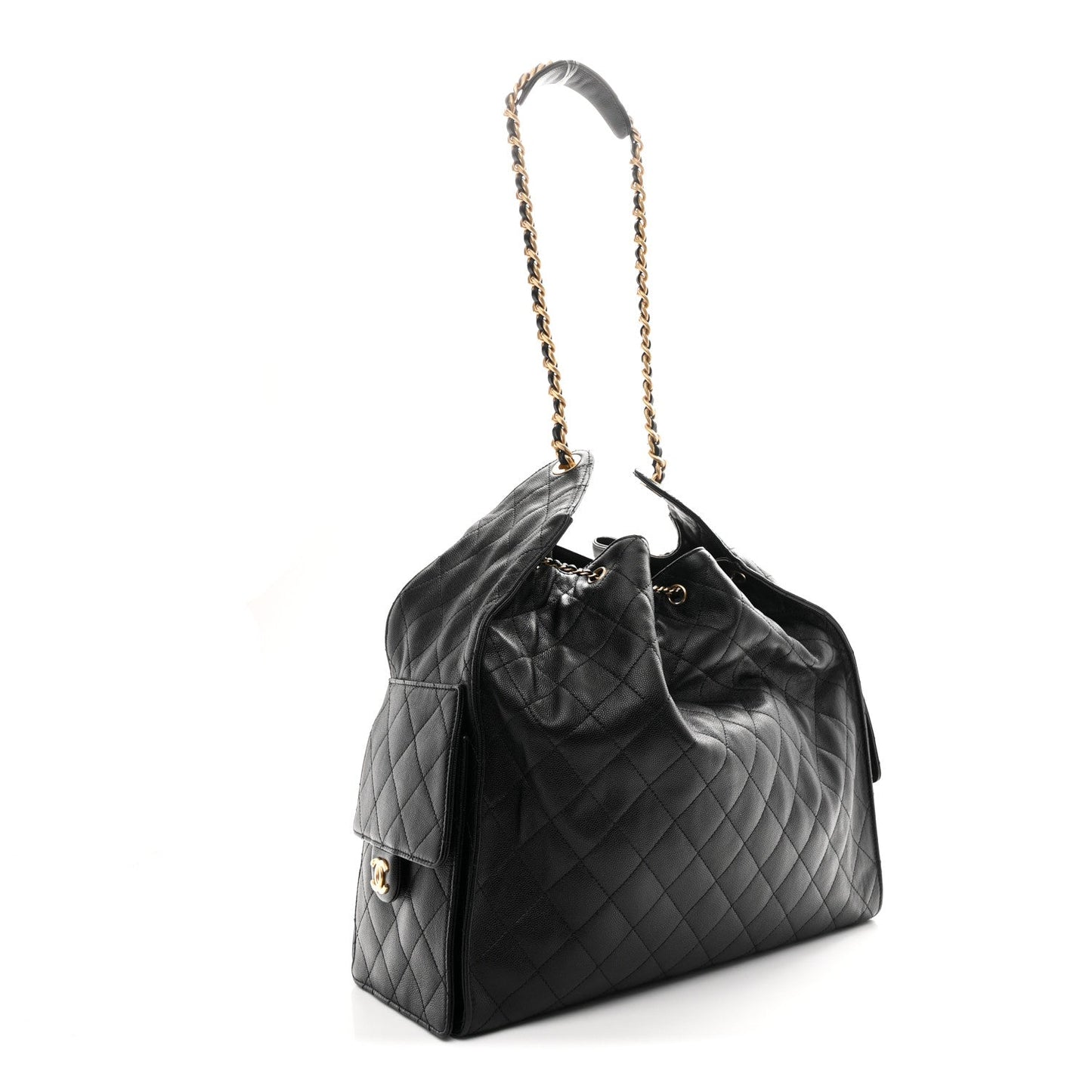Caviar Quilted Large Chanel 25 Handbag Black