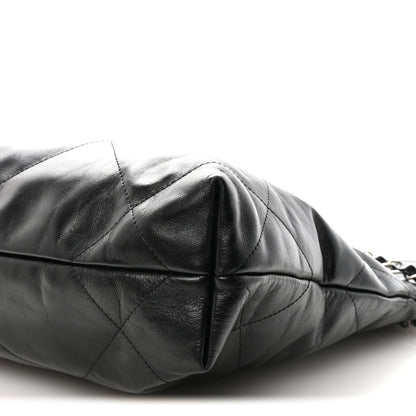 Shiny Calfskin Quilted Small Chanel 22 Black