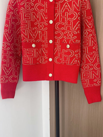 Chanel 2025 Cardigan Red Cashmere 00289