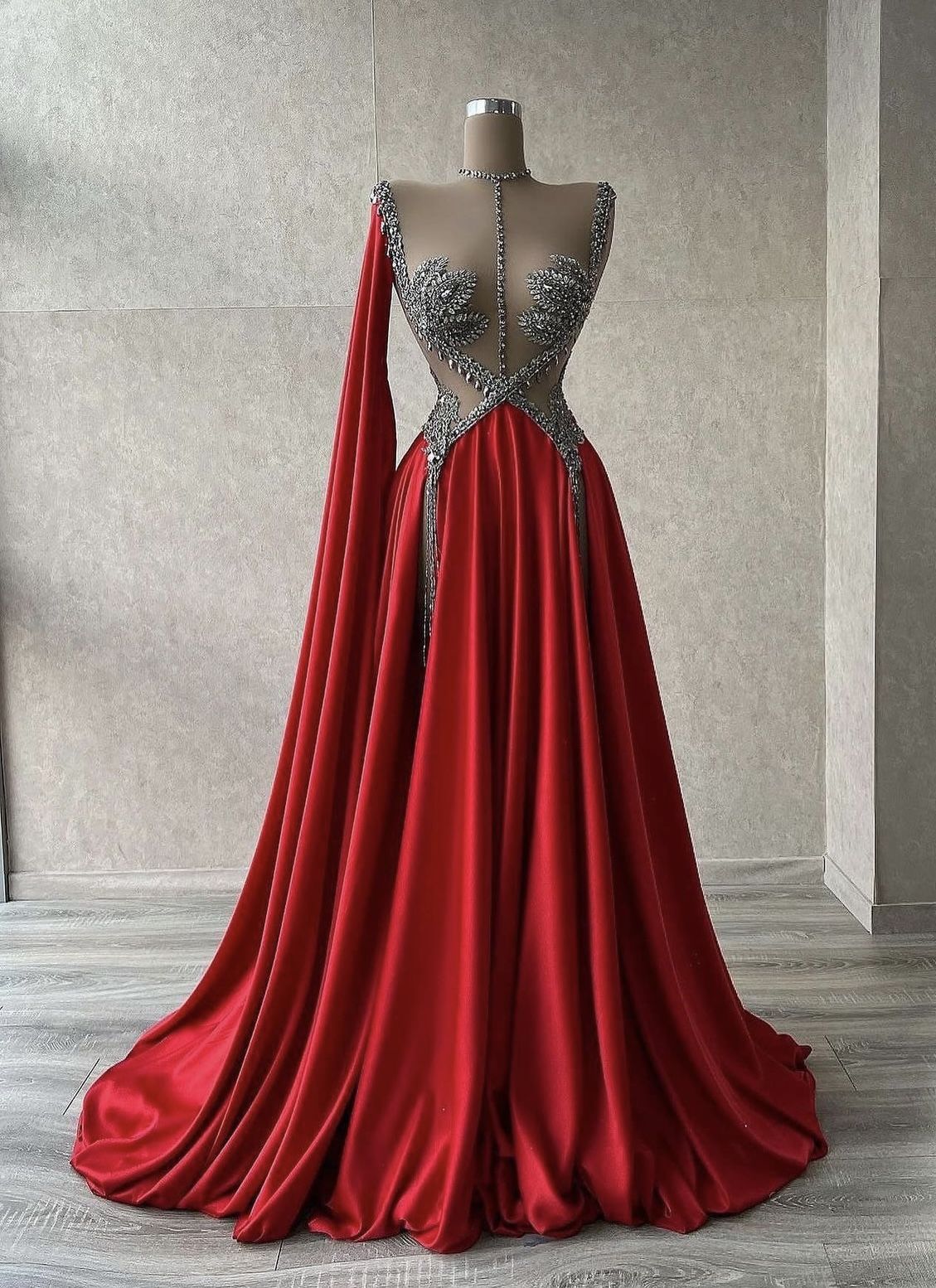 formaldressy-Red gorgeous exquisite beading sexy elegant long satin prom dress evening dress party dress gh5402