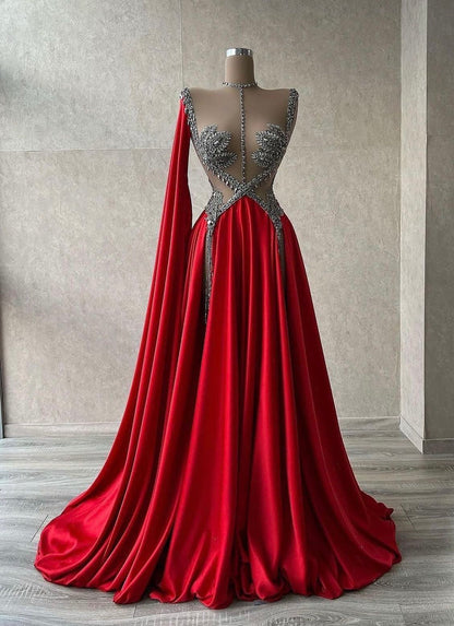formaldressy-Red gorgeous exquisite beading sexy elegant long satin prom dress evening dress party dress gh5402