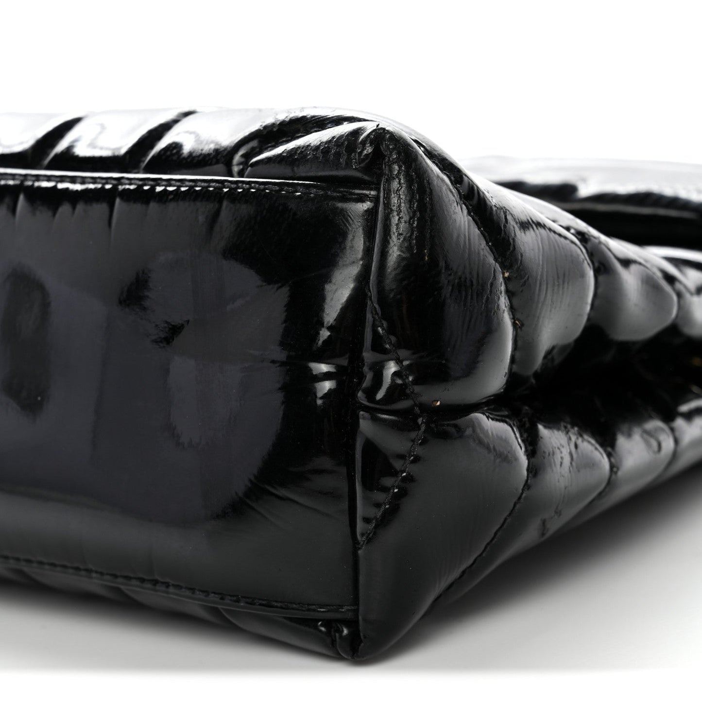 Patent Y Quilted Monogram Small Loulou Chain Satchel Black