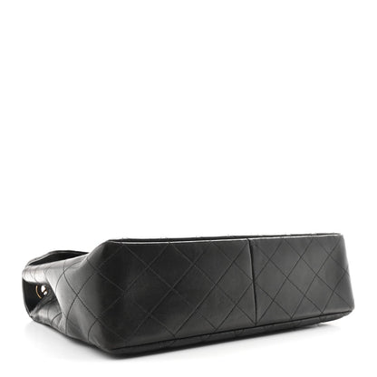 Lambskin Quilted Jumbo Single Flap Black