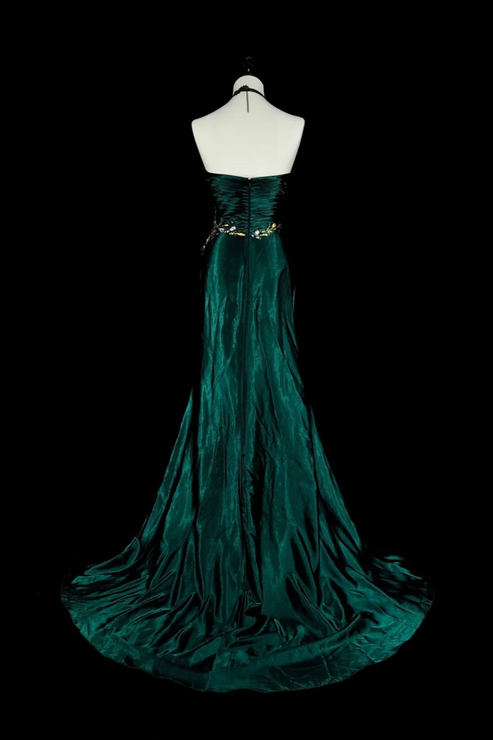 formaldressy- Green Retro Beaded Trailing Evening Gown gh6213