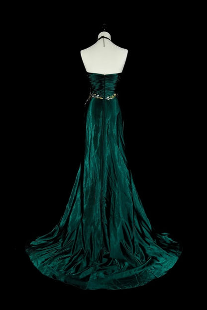 formaldressy- Green Retro Beaded Trailing Evening Gown gh6213