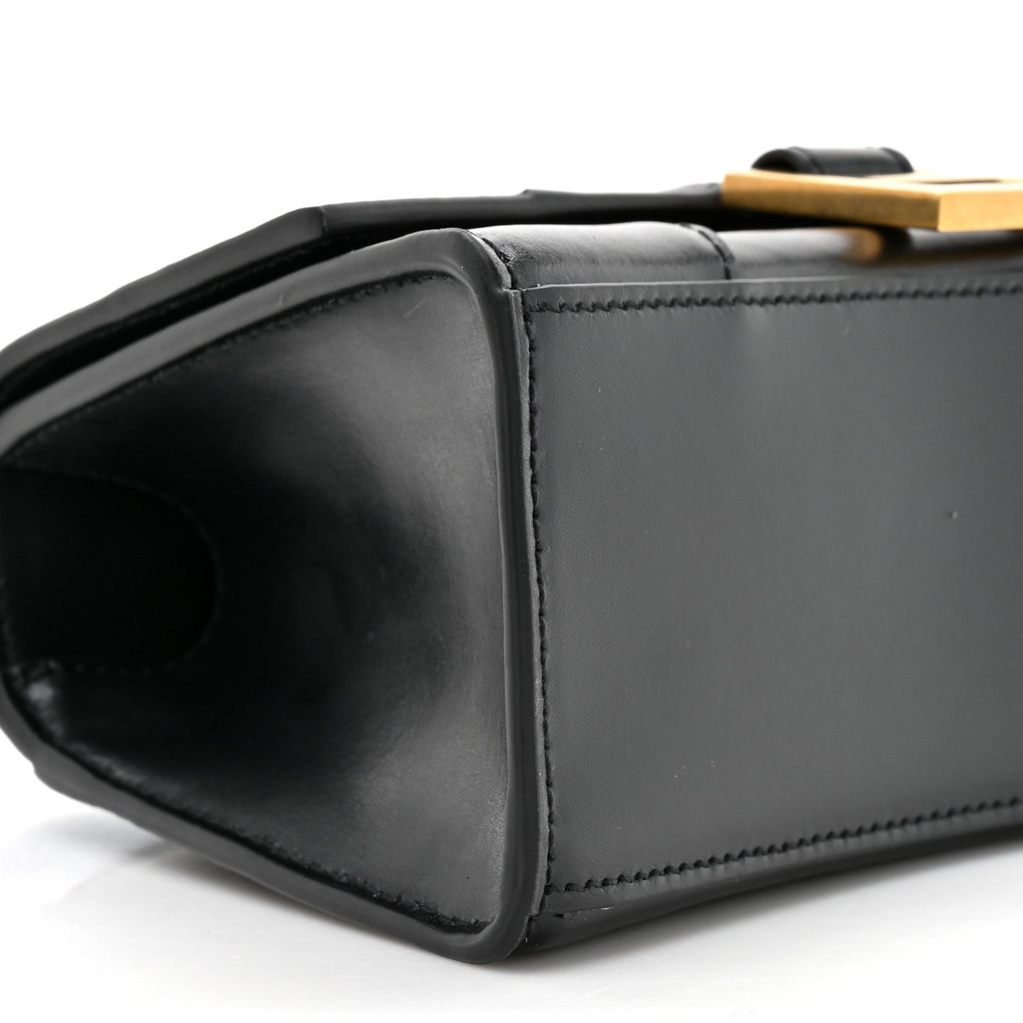 Shiny Box Calfskin Hourglass Top Handle Bag XS Black