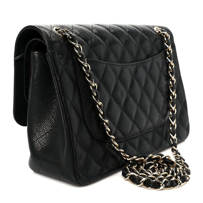 Caviar Quilted Jumbo Double Flap Black