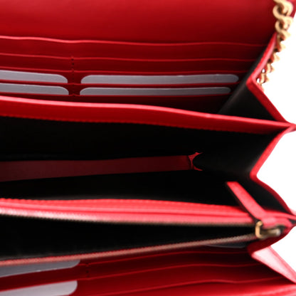 Calfskin Matelasse GG Marmont Chain Wallet Hibiscus Red