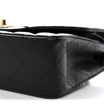 Caviar Quilted Small Double Flap Black