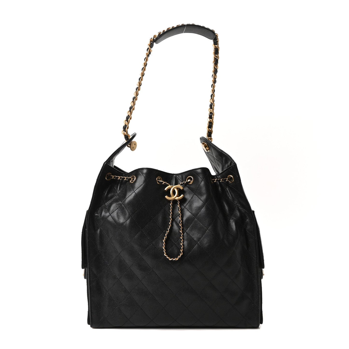 Caviar Quilted Medium Chanel 25 Handbag Black