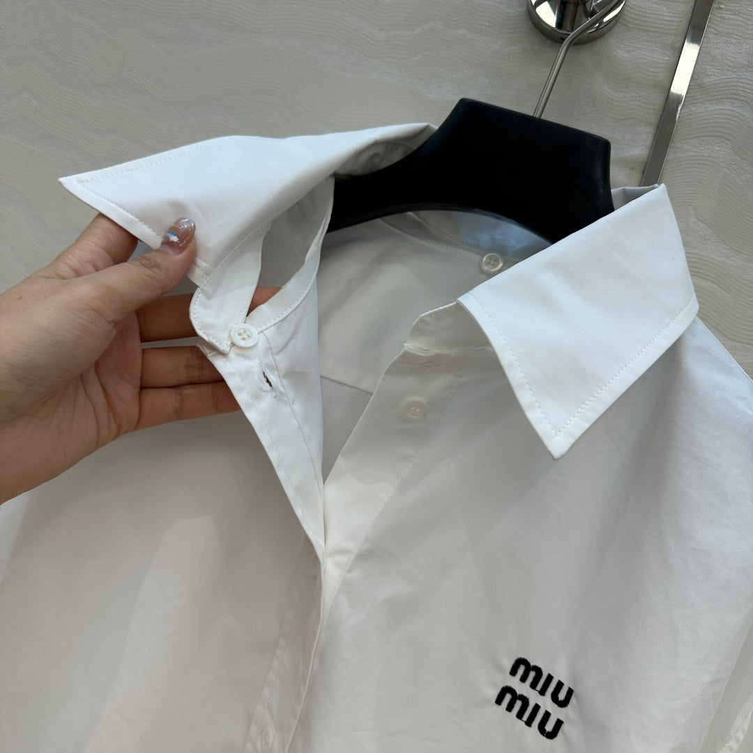 Miumiu Detachable Cuff and Collar Shirt White Cotton