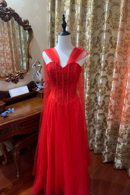 formaldressy-Red, Passionate, Exquisitely Beaded Long Formal Ball Gown gh6302