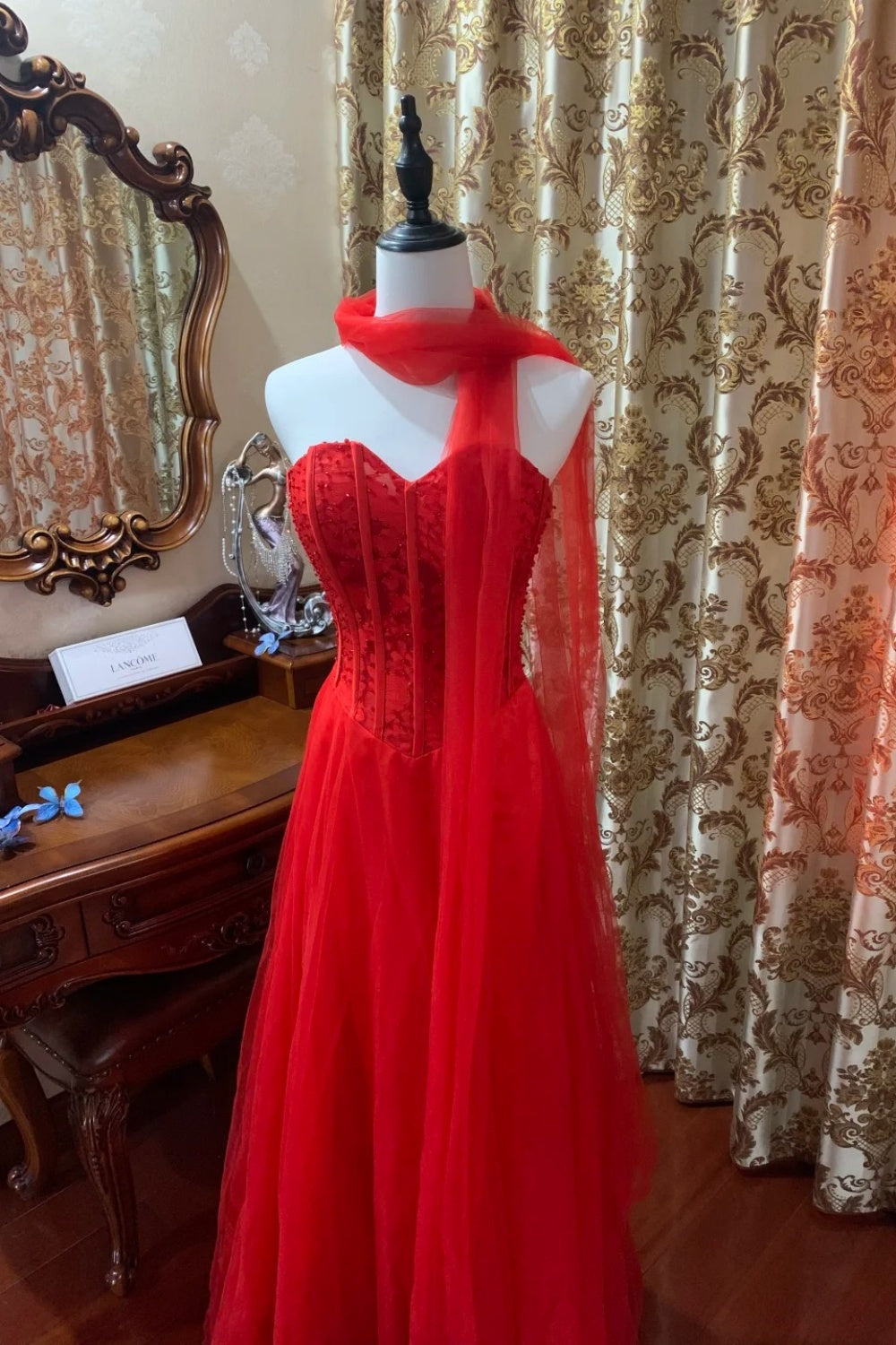 formaldressy-Red, Passionate, Exquisitely Beaded Long Formal Ball Gown gh6302