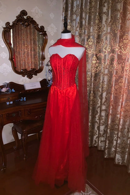 formaldressy-Red, Passionate, Exquisitely Beaded Long Formal Ball Gown gh6302