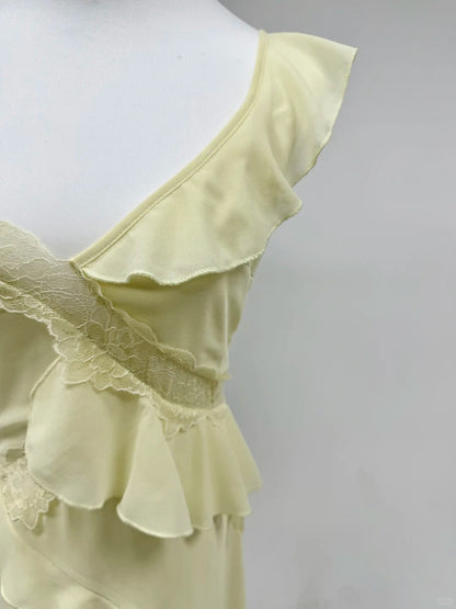formaldressy-Yellow ruffle chiffon long prom dress birthday party dress gh5421