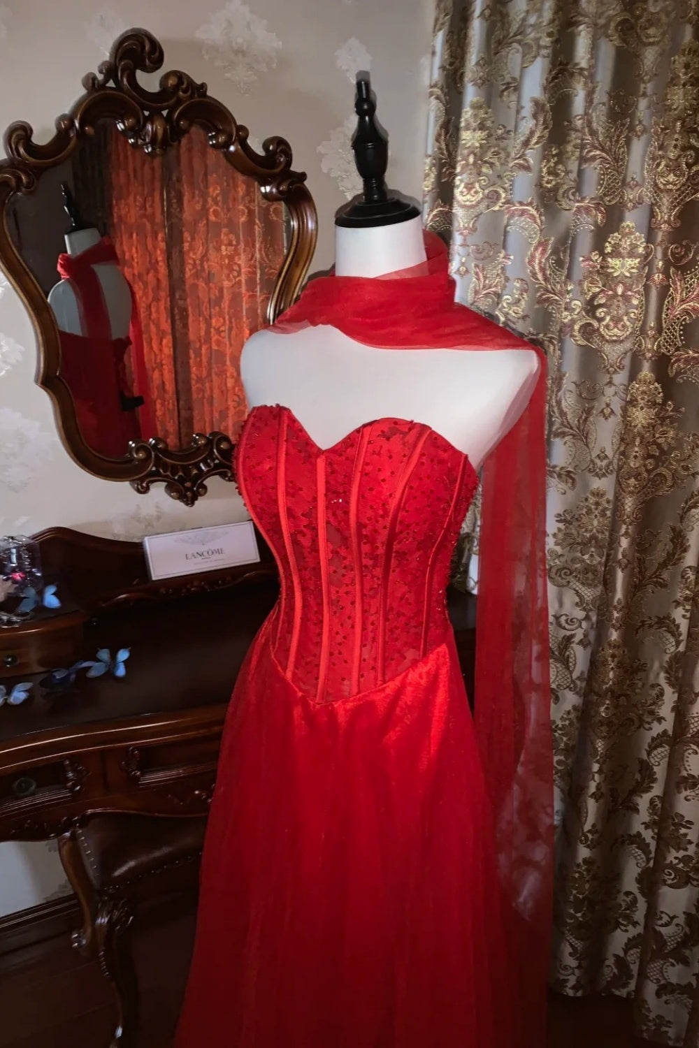 formaldressy-Red, Passionate, Exquisitely Beaded Long Formal Ball Gown gh6302