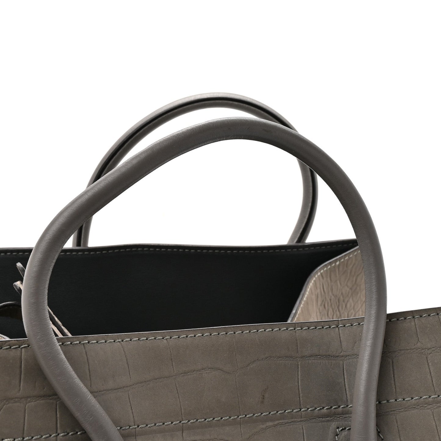 Crocodile Embossed Nubuck Medium Phantom Luggage Grey