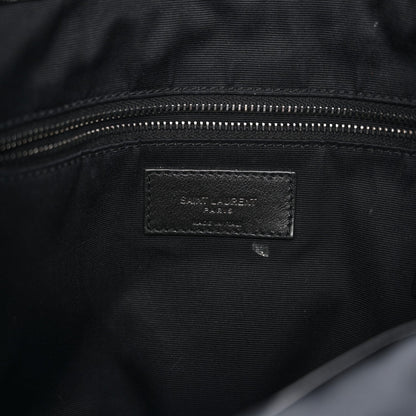 Crinkled Calfskin Matelasse Monogram Medium Niki Shopper Tote Black