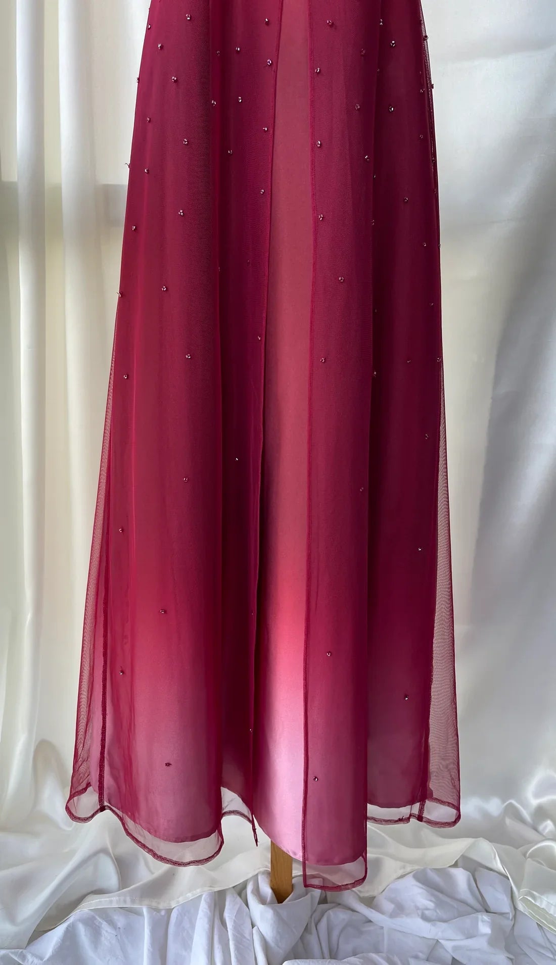 formaldressy--Red exquisite floral beaded fashion long tulle prom dress graduation dress gh5521