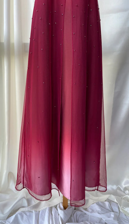formaldressy--Red exquisite floral beaded fashion long tulle prom dress graduation dress gh5521