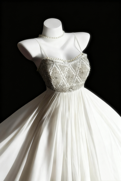formaldressy-White, Delicately Beaded, Long Tulle Wedding Dress gh6286