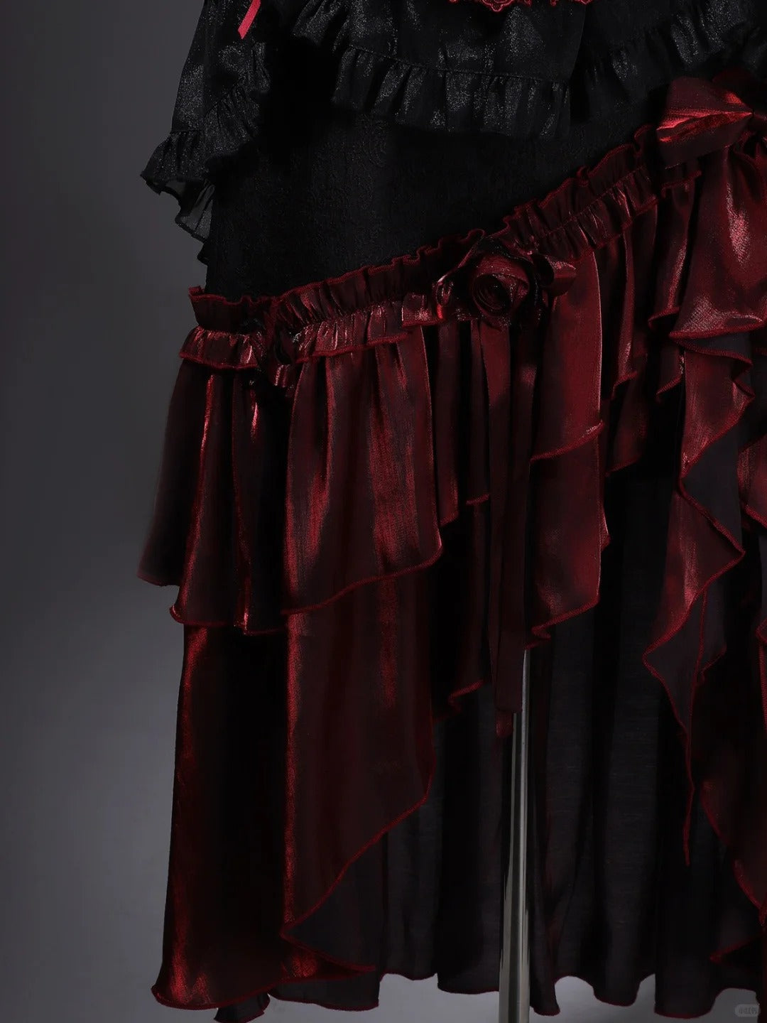 formaldressy-Black red elegant long corset tulle prom dress evening gown gh5345