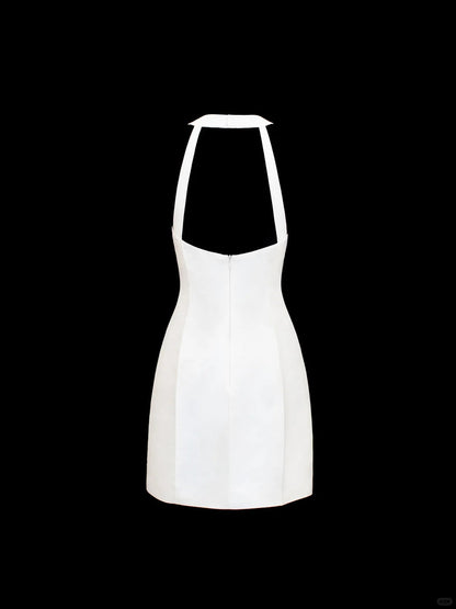 formaldressy-White exquisite and elegant fairy girl short satin homecoming dress birthday dress gh5374
