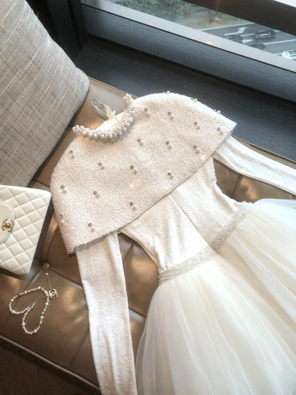 formaldressy-White short chiffon princess homecoming dress birthday party dress eighth grade dress French little princess ballet skirt gh5296
