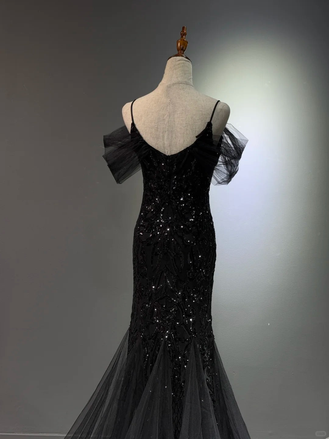 formaldressy -Black shiny mermaid long sequined ball gown evening dress graduation dress gh5112