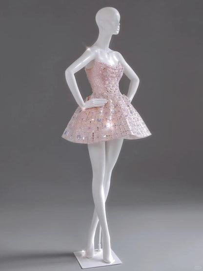 formaldressy-Pink Exquisite Beading Fashion Short Satin Homecoming Dress Birthday Party Dress gh5413