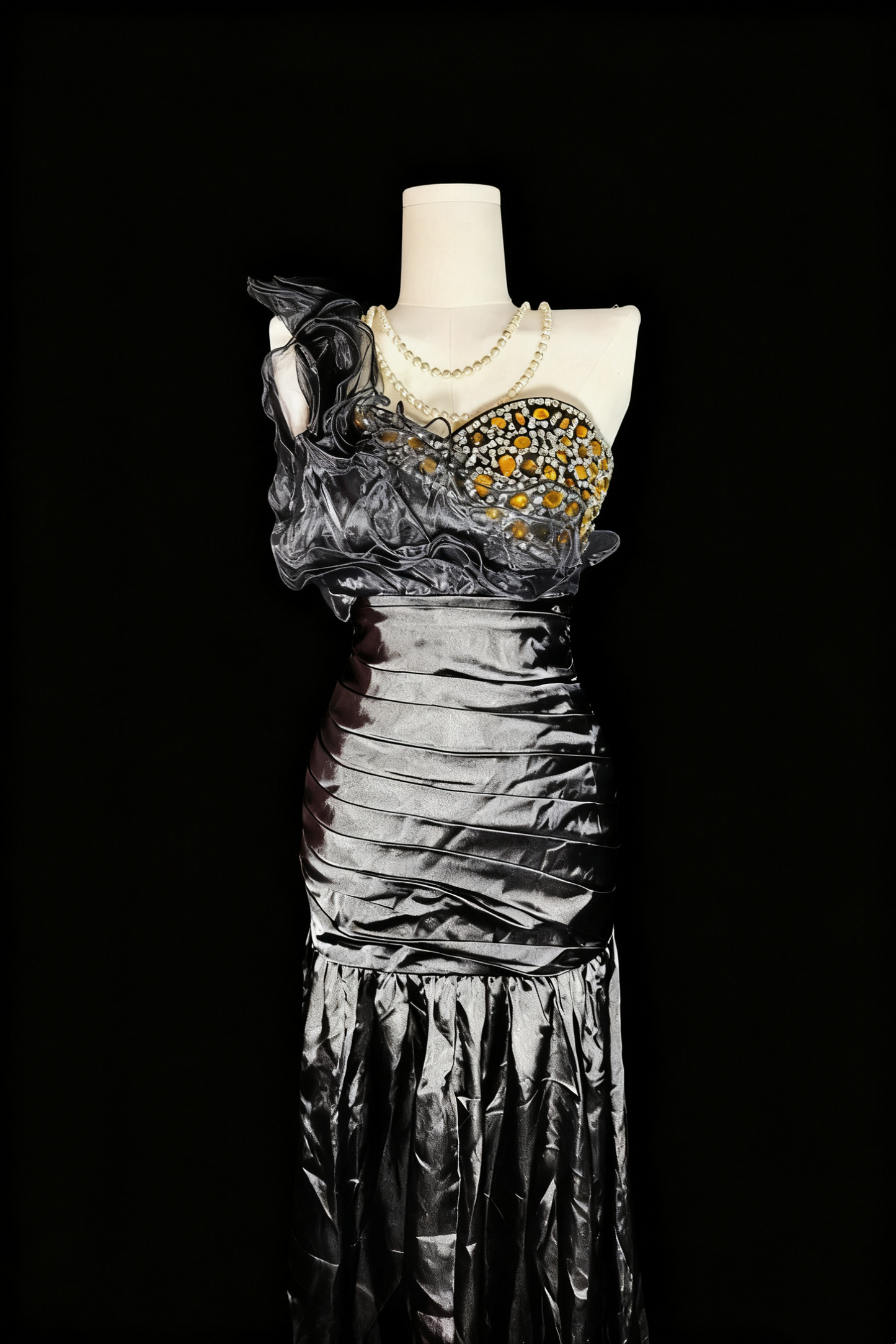 formaldressy-Grey Delicate Beaded Long Satin Prom Dress gh6283