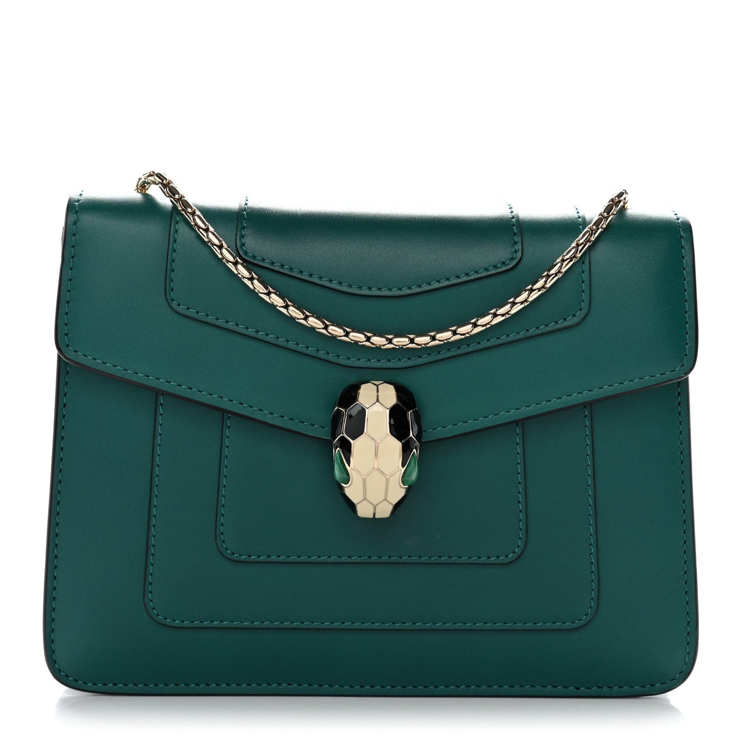 Calfskin Small Serpenti Forever Snake Strap Crossbody Bag Emerald Green