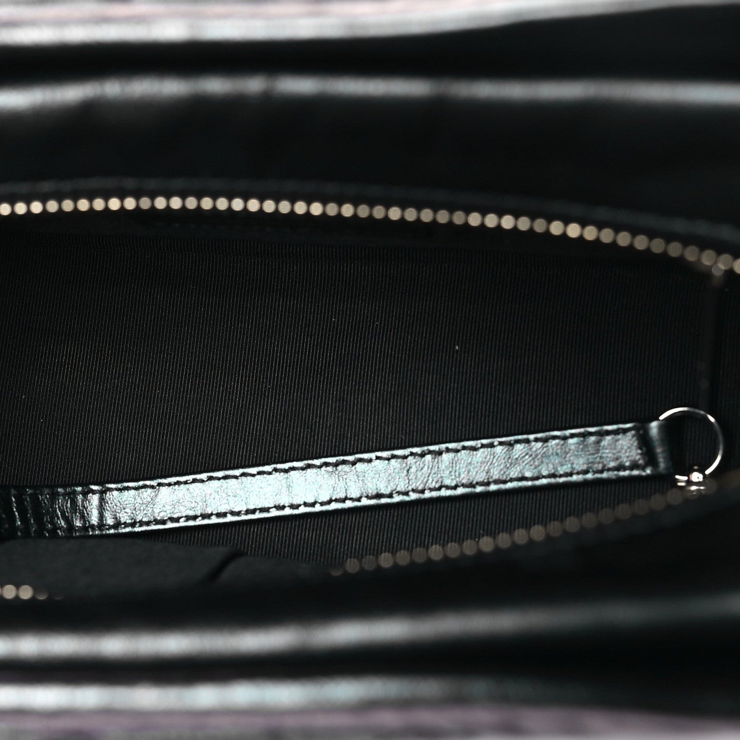 Iridescent Aged Calfskin Quilted Small Gabrielle Hobo Black