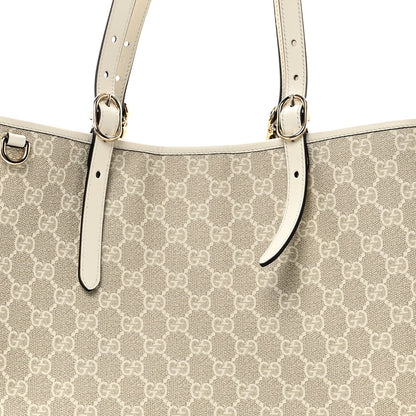 GG Supreme Monogram Emblem Large Tote Bag  Mystic White Oatmeal