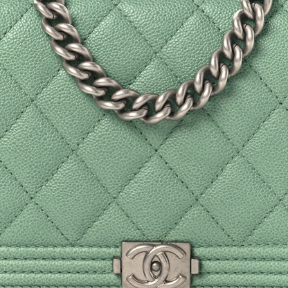 Caviar Quilted Boy Phone Holder Wallet On Chain Green