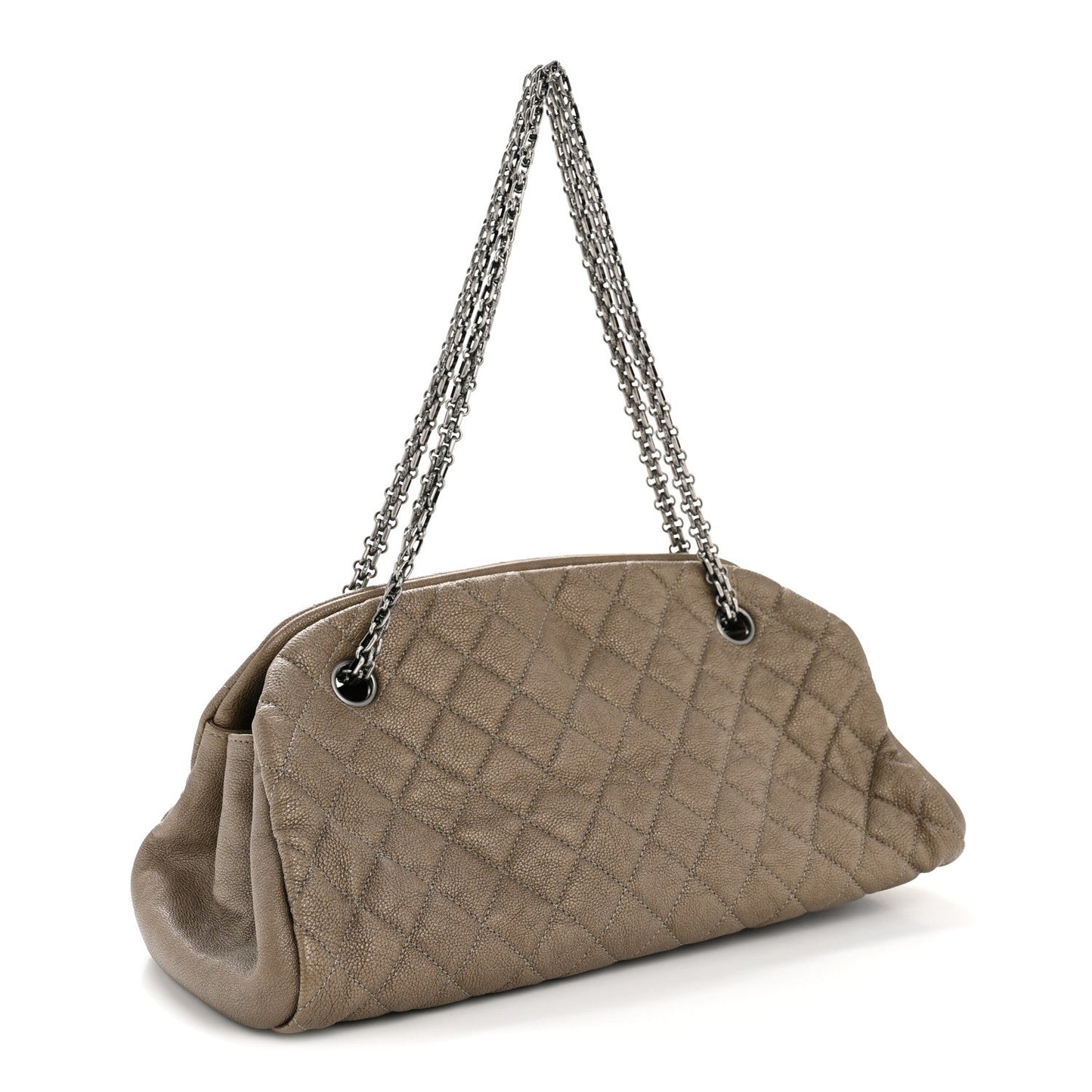 Metallic Caviar Quilted Medium Just Mademoiselle Beige