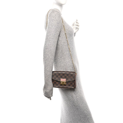 Damier Ebene Croisette Chain Wallet Magnolia