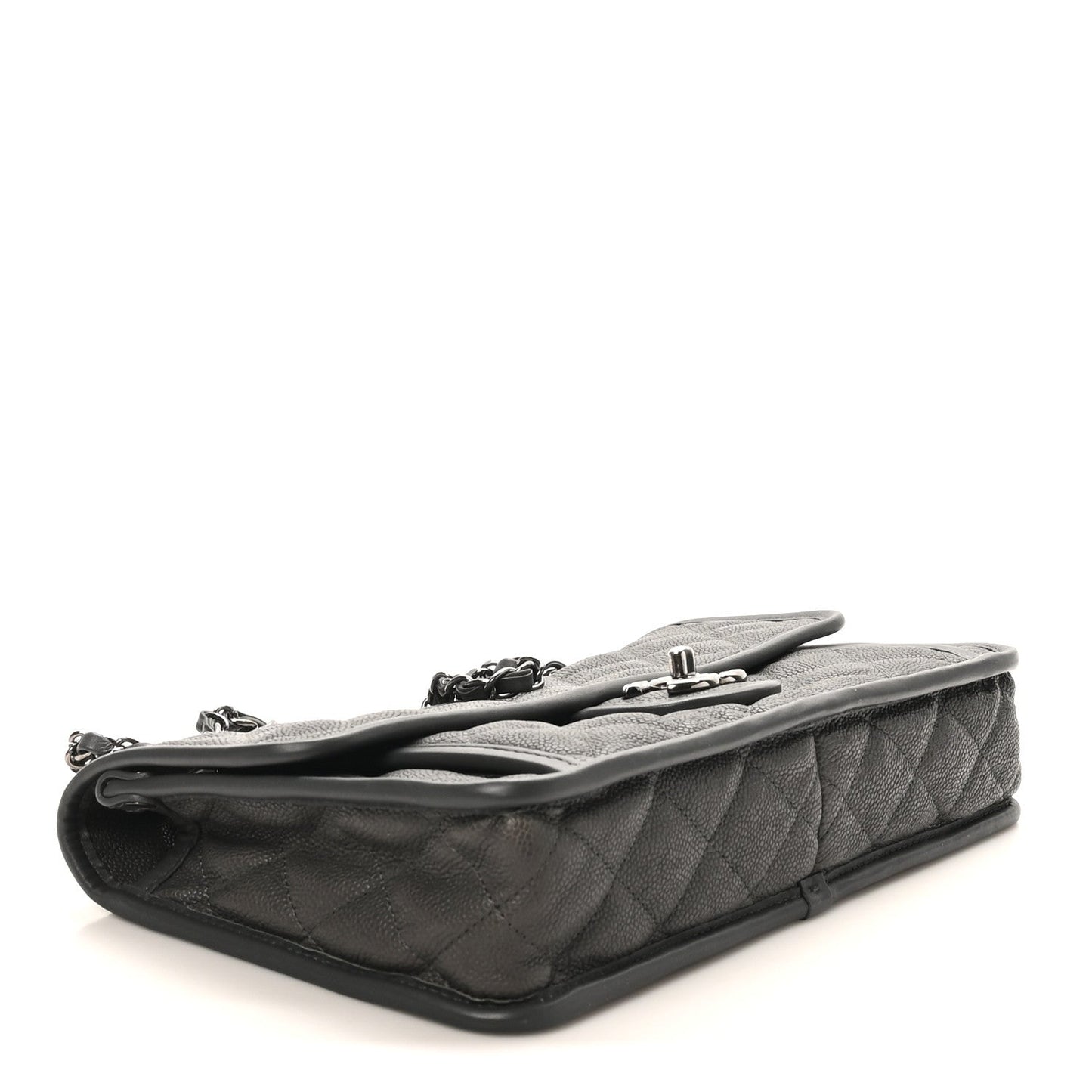 Caviar Quilted Medium French Riviera Flap Grey