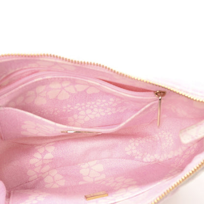 Printed Denim Quilted Large Hobo Bag Light Pink White