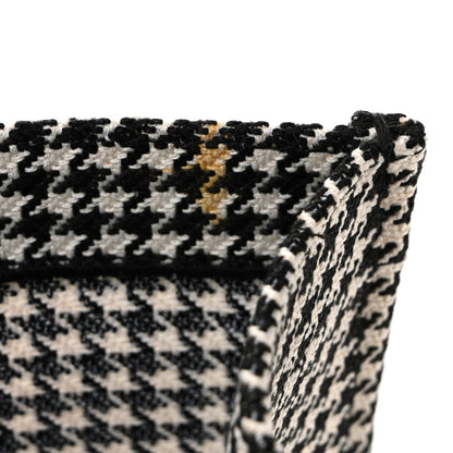 Canvas Houndstooth Embroidered Large Book Tote Black White