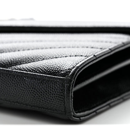 Grain De Poudre Matelasse Chevron Monogram Chain Wallet Black