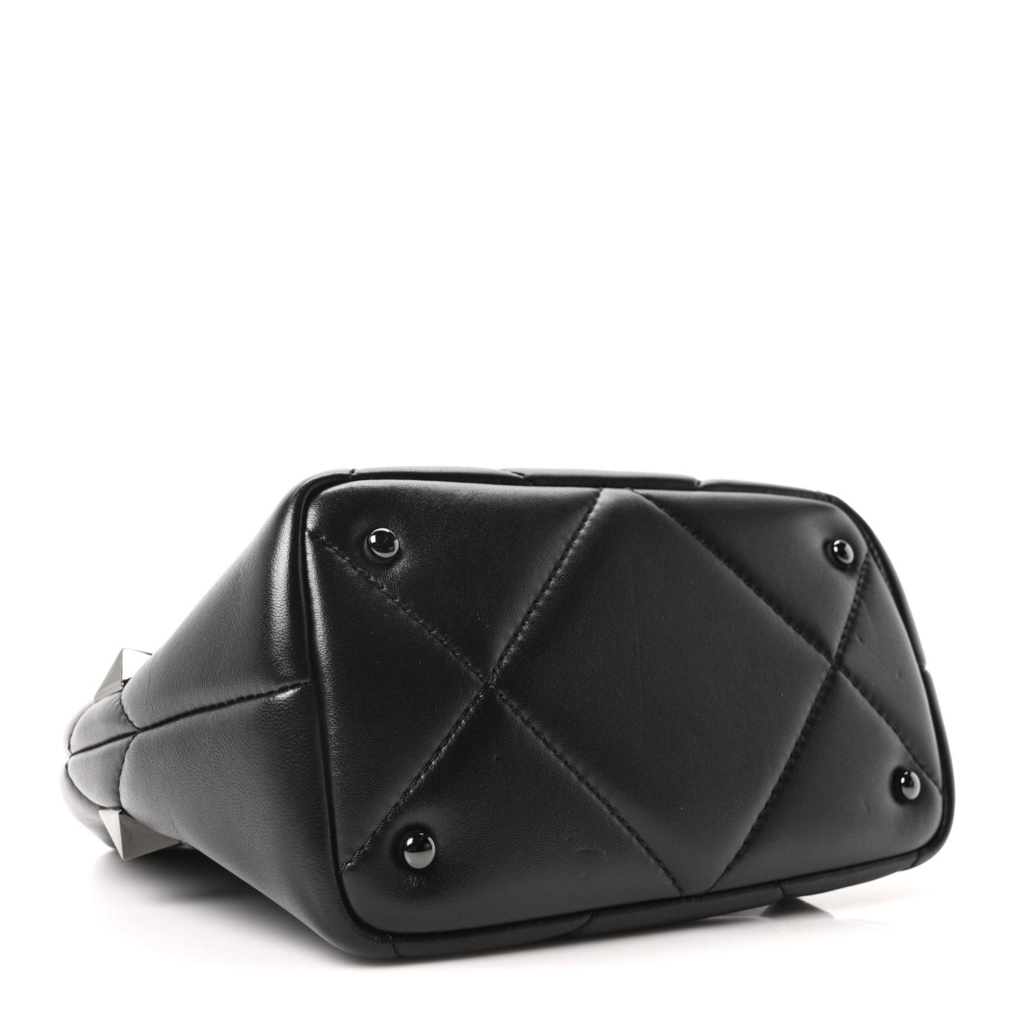 Nappa Monochrome Small Roman Stud The Handle Bag Black