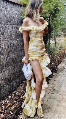 formaldressy-Yellow sexy elegant floral ruffle long chiffon garden party dress wedding guest gown gh5205