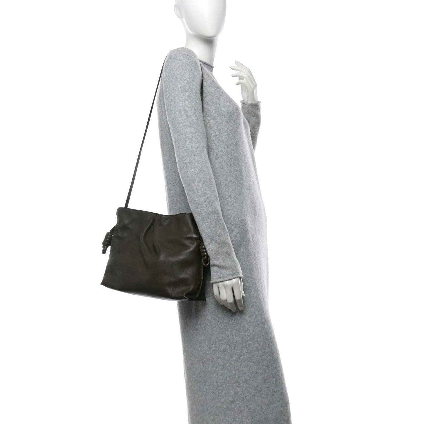 Nappa Medium Flamenco Knot Bag Dark Khaki