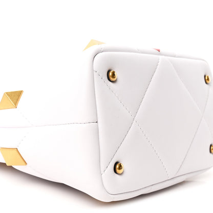Nappa Small Heart Roman Stud The Handle Bag Ivory White