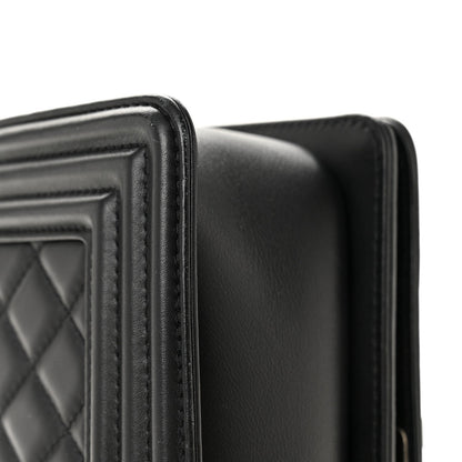Lambskin Quilted Small Boy Flap Black