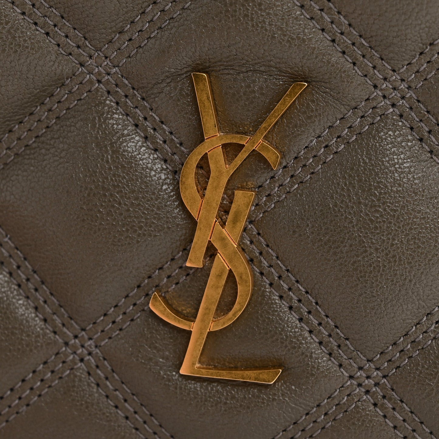 Grained Lambskin Quilted Mini Becky Double Zip Bag Taupe